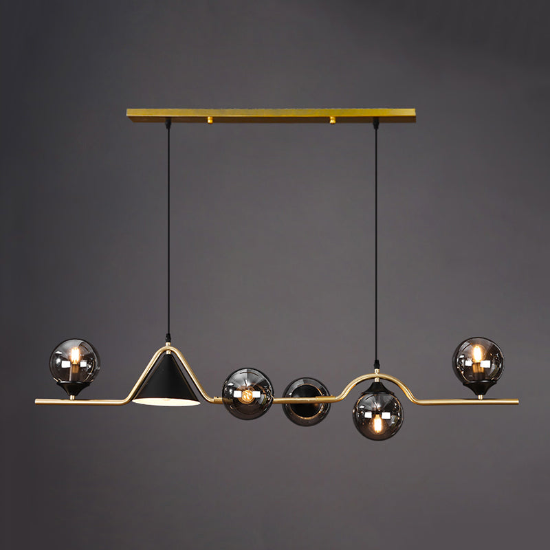 Contemporary Style Spherical Hanging Pendant Lights Glass Island Lights