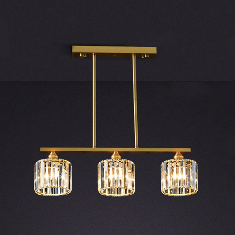 Contemporary Style Cylinder Shape Island Lights Crystal Island Lighting