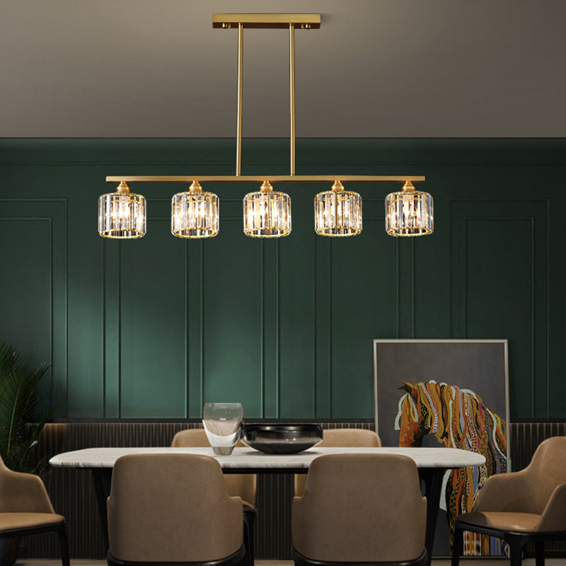 Contemporary Style Cylinder Shape Island Lights Crystal Island Lighting