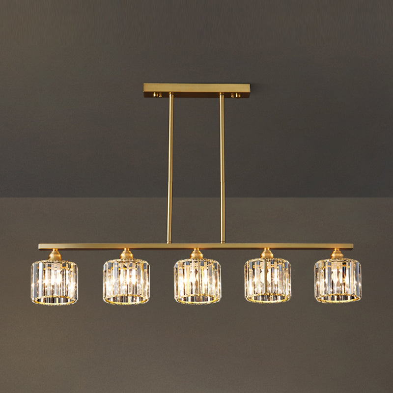 Contemporary Style Cylinder Shape Island Lights Crystal Island Lighting