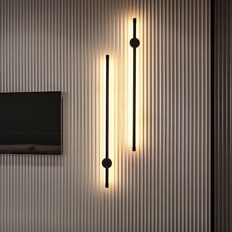 Metal Linear Shade Wall Sconce Modern Style 1- Light Wall Mounted Light in Black