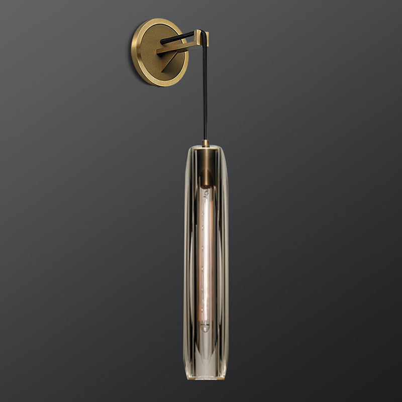 Unique Shade Crystal Wall Sconce Modern Style Single Light Wall Mounted Light in Brass