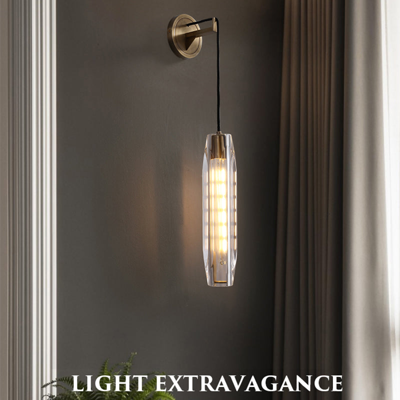 Unique Shade Crystal Wall Sconce Modern Style Single Light Wall Mounted Light in Brass