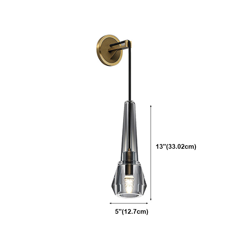 Unique Shade Crystal Wall Sconce Modern Style Single Light Wall Mounted Light in Brass