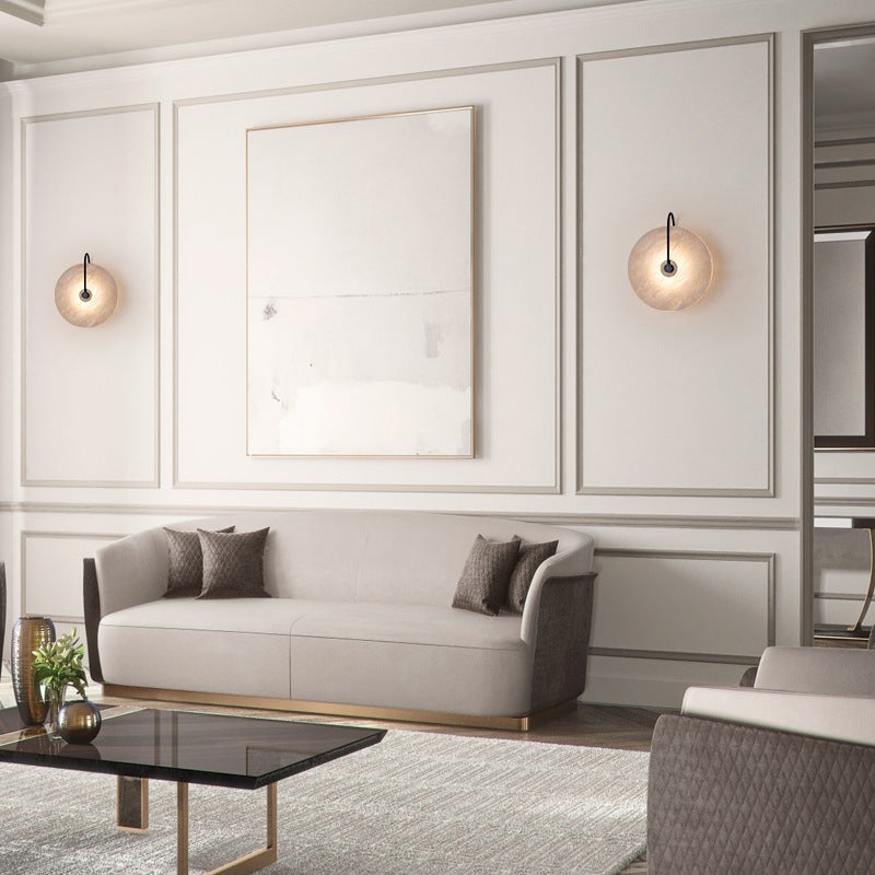 Modern Style Round Wall Mounted Lamps Stone 1 Light Wall Lighting Ideas