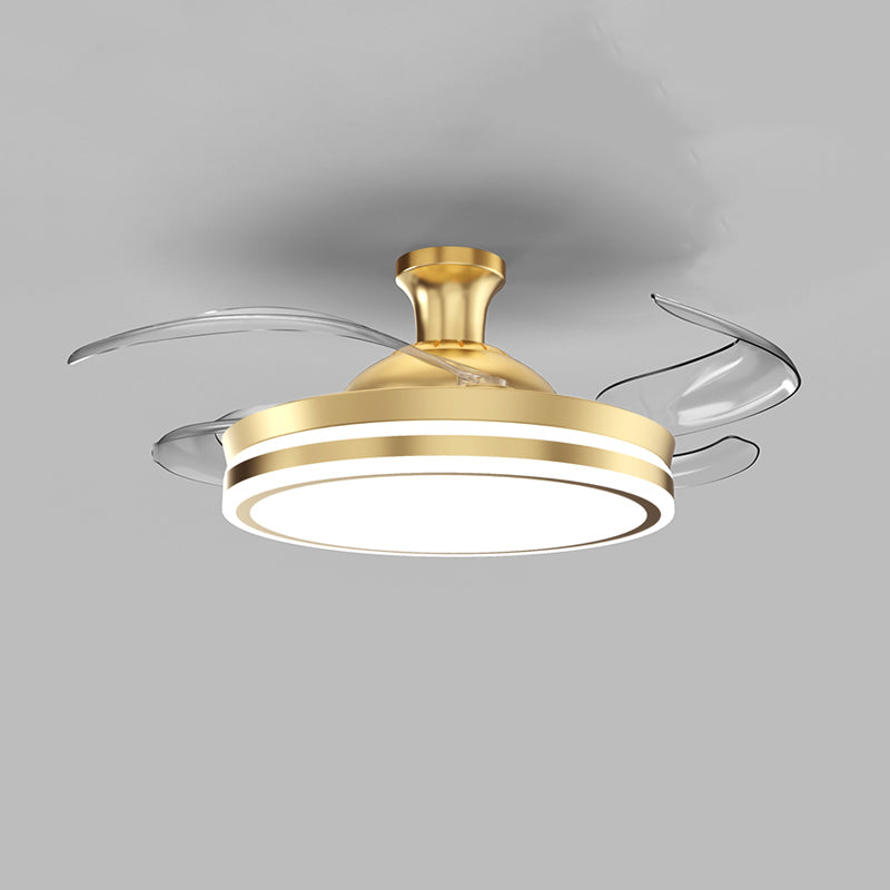 Dining Room Ceiling Fan Light with 4 Invisible Blades Modern Style LED Semi Flush Mount