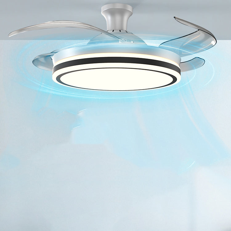 Dining Room Ceiling Fan Light with 4 Invisible Blades Modern Style LED Semi Flush Mount