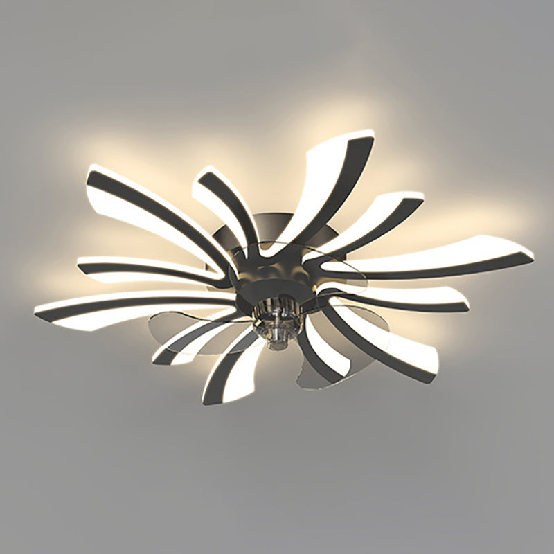 Modern Style Ceiling Fan Light LED Ceiling Mount Lamp with Acrylic Shade for Living Room