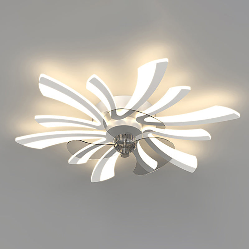 Modern Style Ceiling Fan Light LED Ceiling Mount Lamp with Acrylic Shade for Living Room