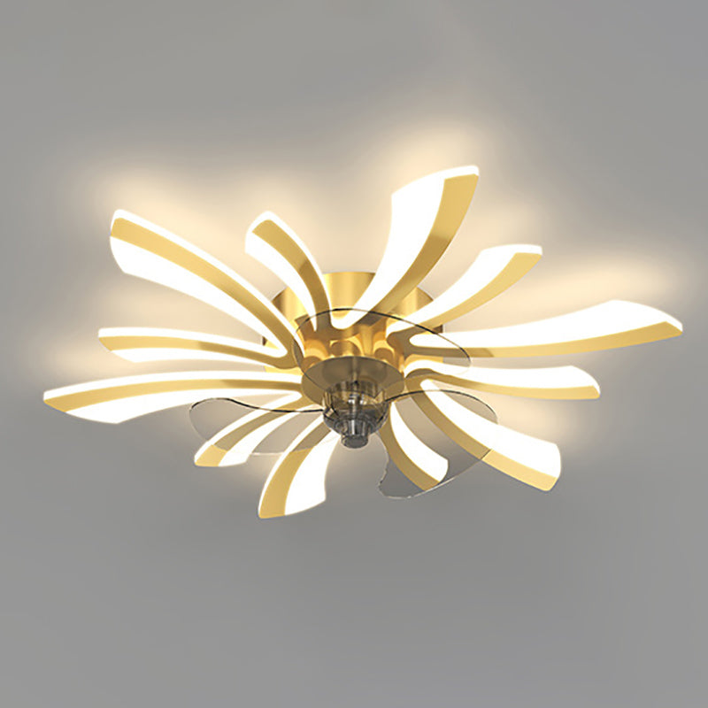 Modern Style Ceiling Fan Light LED Ceiling Mount Lamp with Acrylic Shade for Living Room