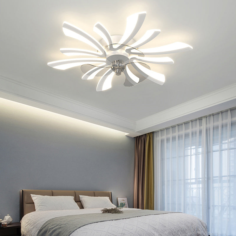 Modern Style Ceiling Fan Light LED Ceiling Mount Lamp with Acrylic Shade for Living Room