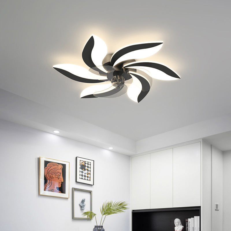 Modern Style Ceiling Fan Light LED Ceiling Mount Lamp with Acrylic Shade for Living Room