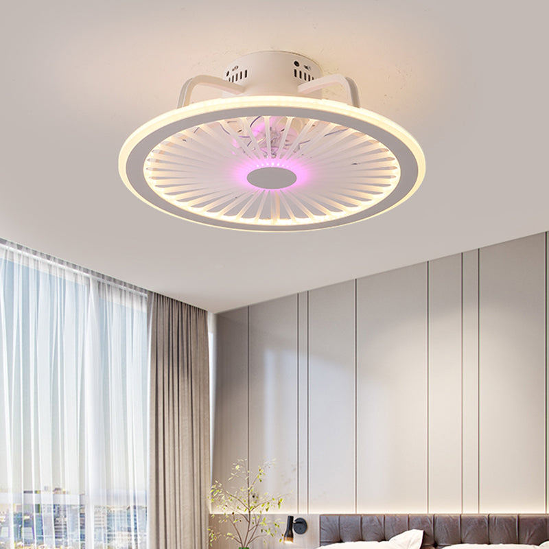 Nordic Style Iron Ceiling Fan Lamp Geometry Circle LED Ceiling Fan Light for Living Room