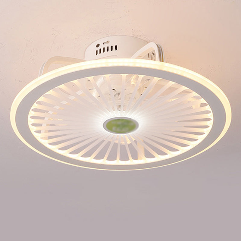 Nordic Style Iron Ceiling Fan Lamp Geometry Circle LED Ceiling Fan Light for Living Room