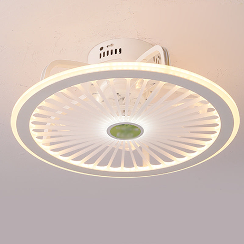Nordic Style Iron Ceiling Fan Lamp Geometry Circle LED Ceiling Fan Light for Living Room