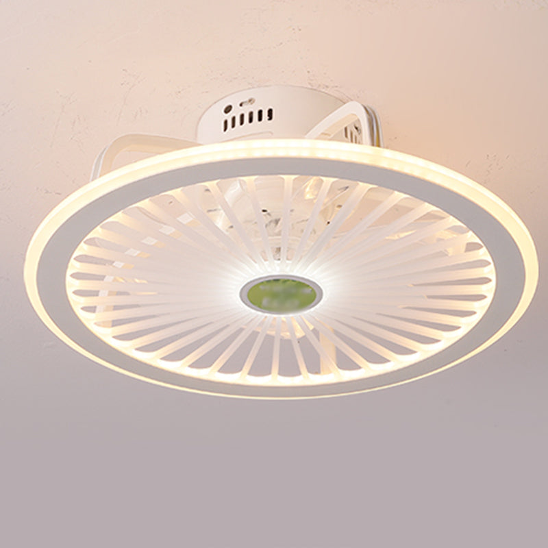 Nordic Style Iron Ceiling Fan Lamp Geometry Circle LED Ceiling Fan Light for Living Room