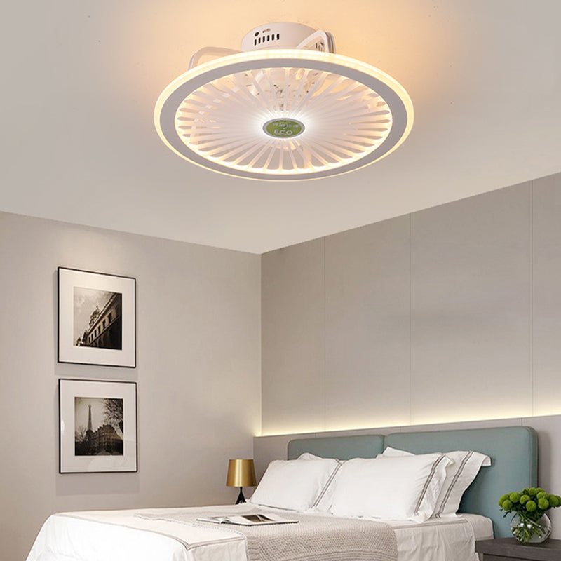 Nordic Style Iron Ceiling Fan Lamp Geometry Circle LED Ceiling Fan Light for Living Room