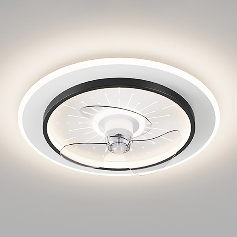 Modern Simple Style Iron Ceiling Fan Lamp Geometry LED Ceiling Fan Light for Bedroom