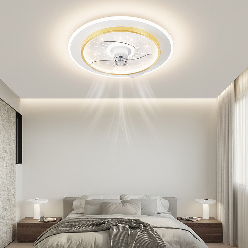 Modern Simple Style Iron Ceiling Fan Lamp Geometry LED Ceiling Fan Light for Bedroom