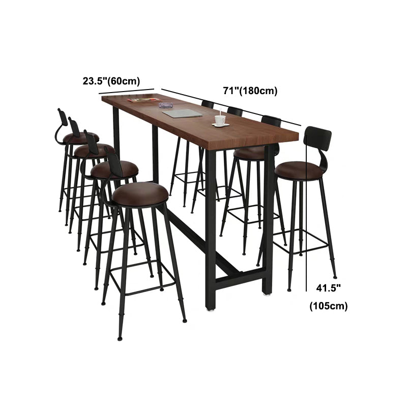 Pine Wood Bar Dining Table Industrial Rectangle Bar Table with Trestle for Cafe