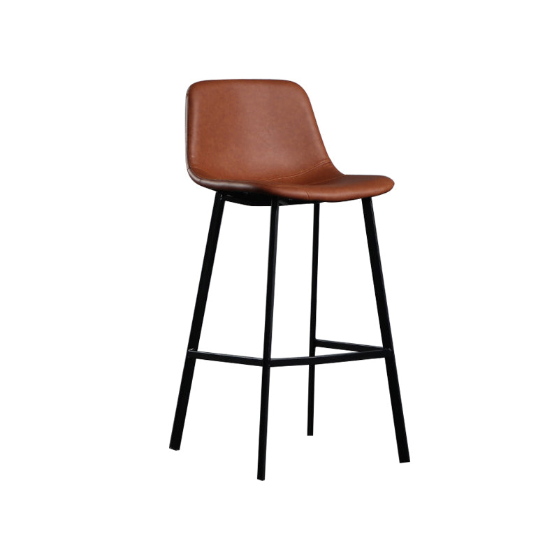 Scandinavian Footrest Reception Stool Matte Finish Faux Leather Barstool