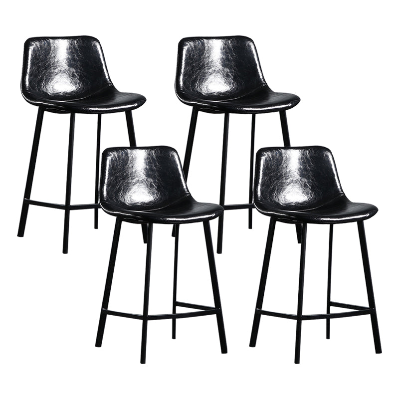 Scandinavian Footrest Reception Stool Matte Finish Faux Leather Barstool