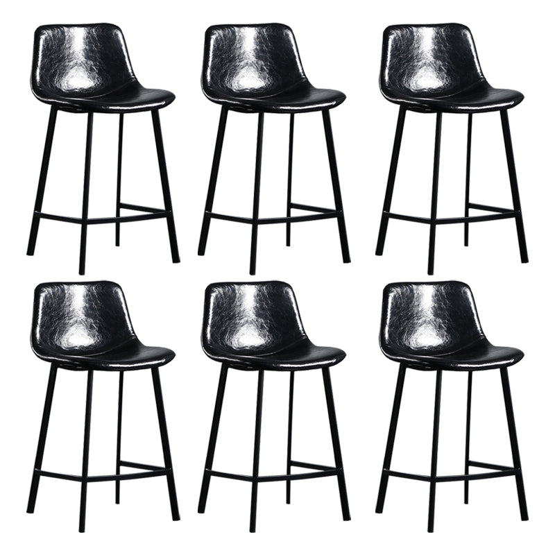 Scandinavian Footrest Reception Stool Matte Finish Faux Leather Barstool