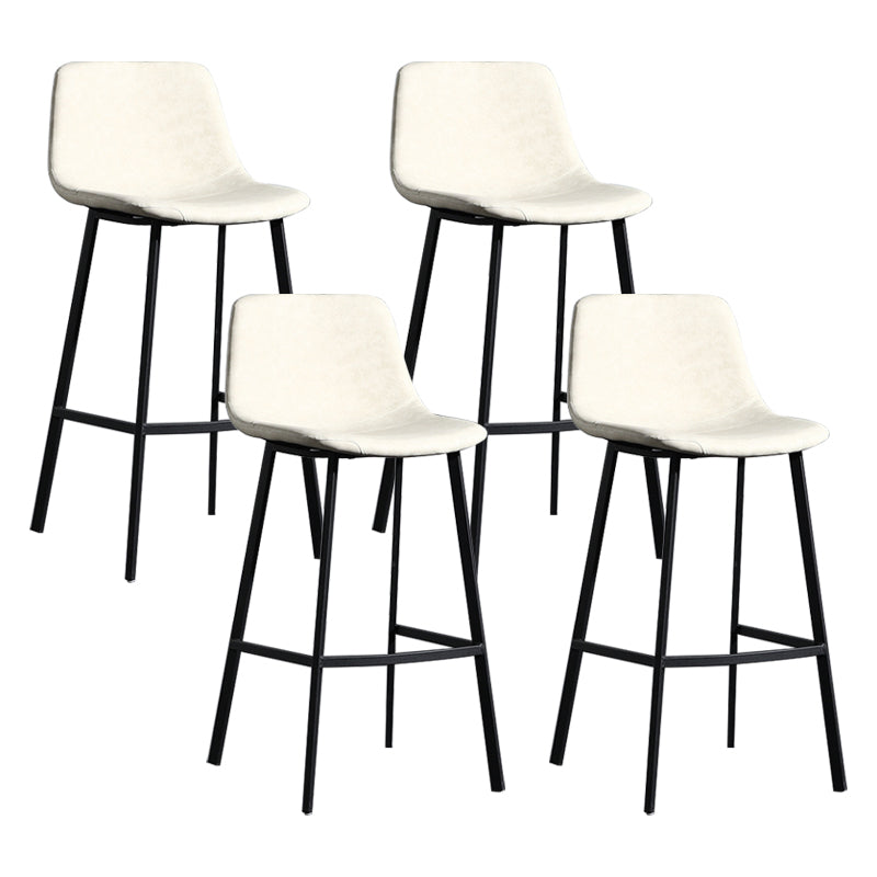 Scandinavian Footrest Reception Stool Matte Finish Faux Leather Barstool