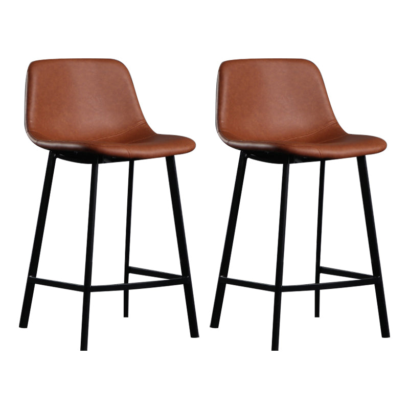 Scandinavian Footrest Reception Stool Matte Finish Faux Leather Barstool