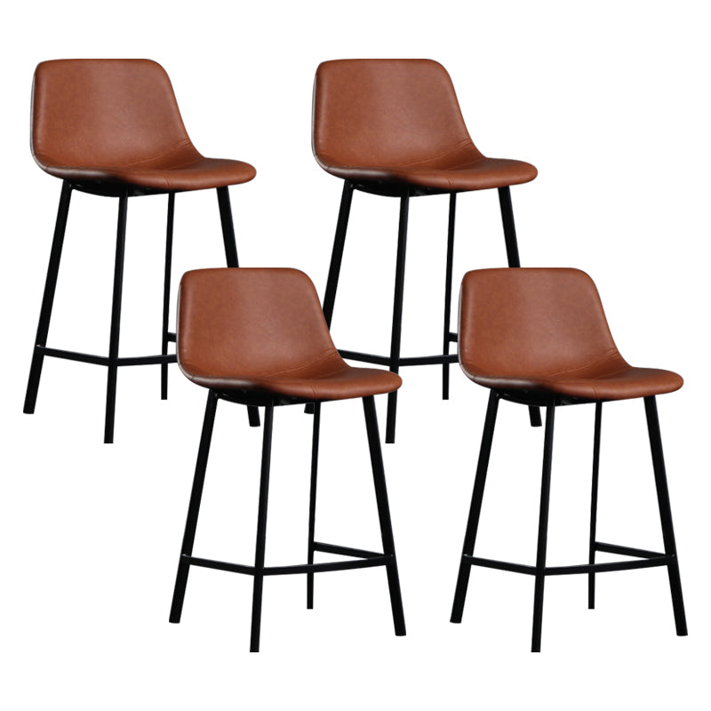 Scandinavian Footrest Reception Stool Matte Finish Faux Leather Barstool