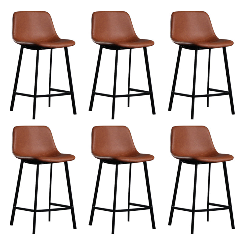 Scandinavian Footrest Reception Stool Matte Finish Faux Leather Barstool