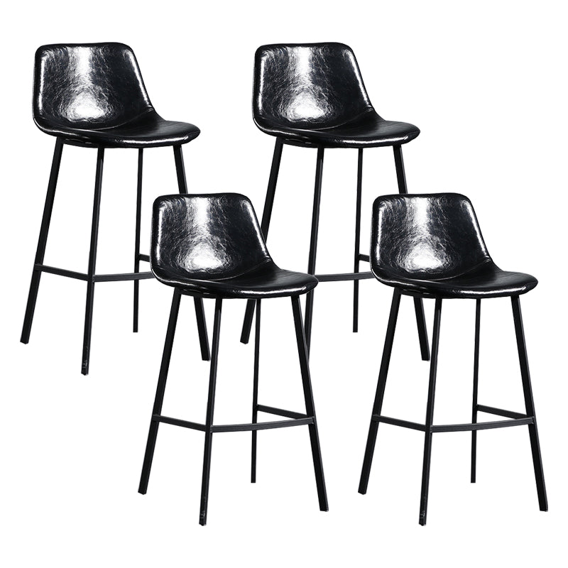 Scandinavian Footrest Reception Stool Matte Finish Faux Leather Barstool