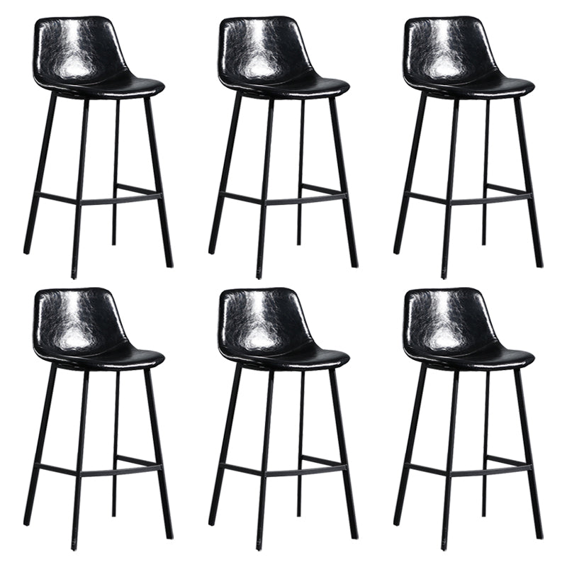 Scandinavian Footrest Reception Stool Matte Finish Faux Leather Barstool