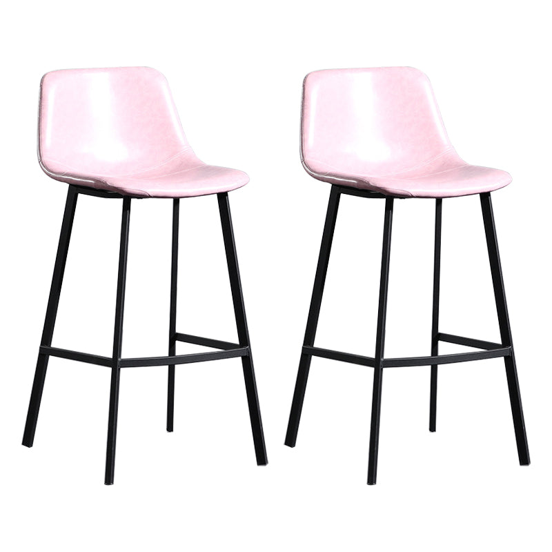 Scandinavian Footrest Reception Stool Matte Finish Faux Leather Barstool