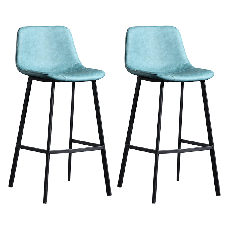 Scandinavian Footrest Reception Stool Matte Finish Faux Leather Barstool