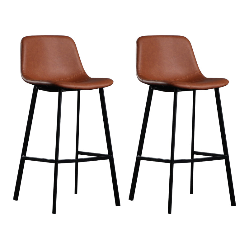 Scandinavian Footrest Reception Stool Matte Finish Faux Leather Barstool