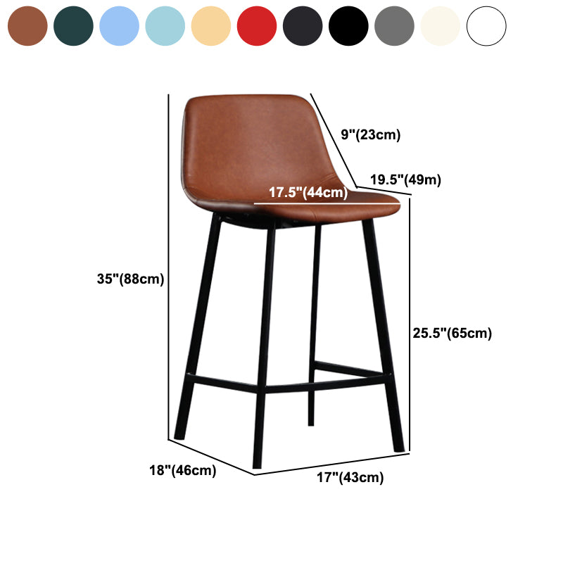 Scandinavian Footrest Reception Stool Matte Finish Faux Leather Barstool