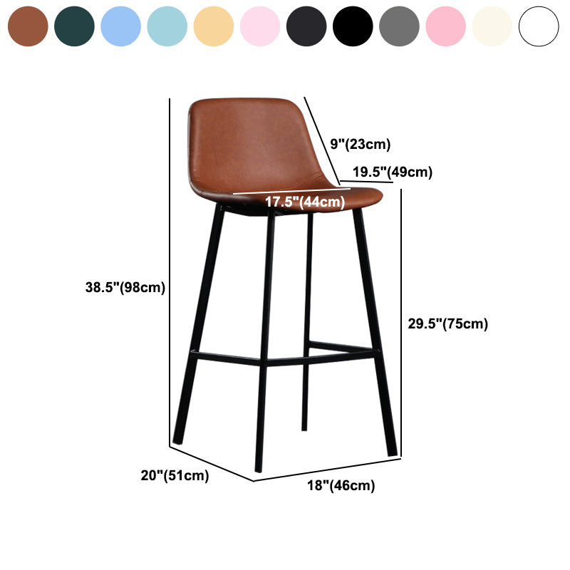 Scandinavian Footrest Reception Stool Matte Finish Faux Leather Barstool