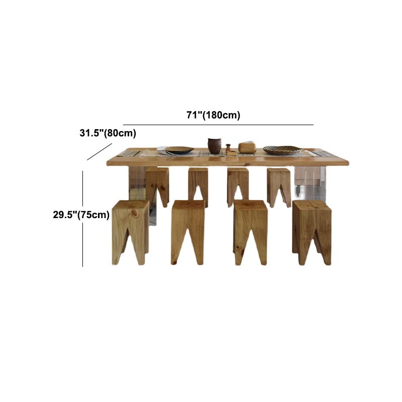 Double Acrylic Base Dining Table Modern Solid Wood Rectangle Dining Table