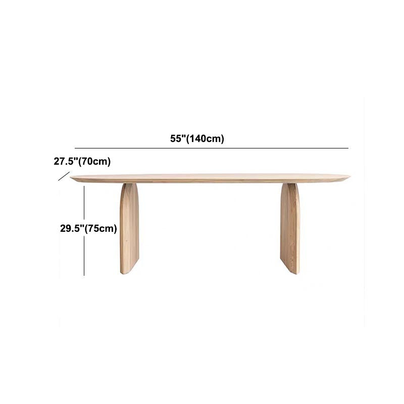 Modern Solid Wood Top Oval Dinette Table Wood Base Dining Table for Living Room