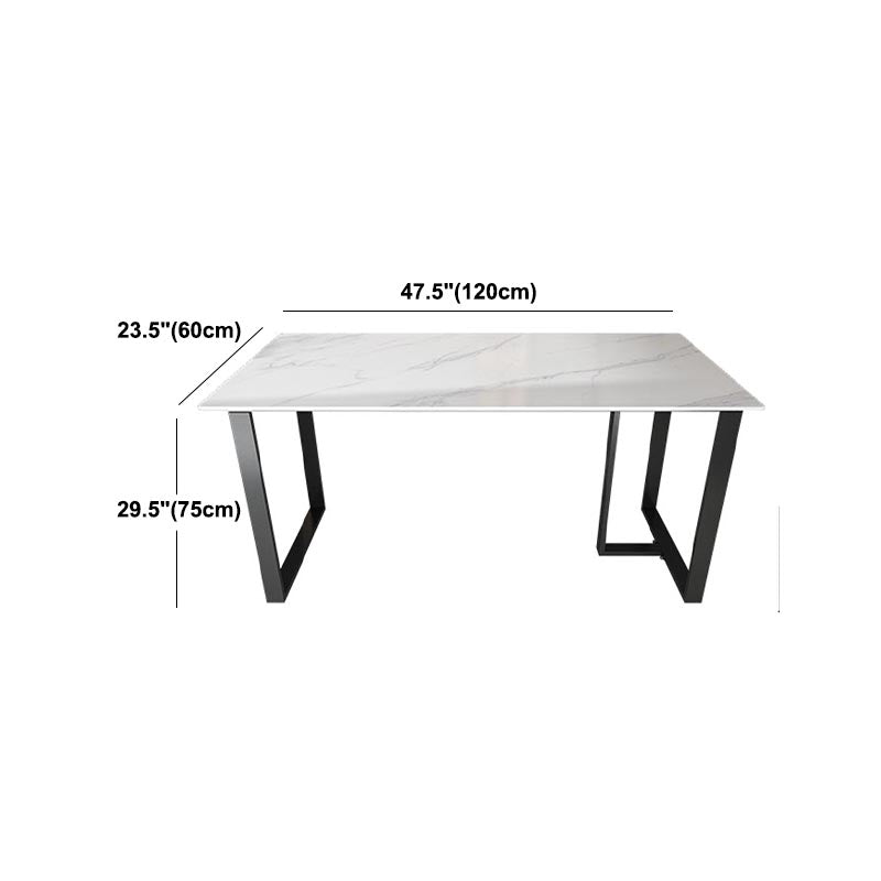 Modern White Stone Top Dinette Table Black Base Dining Table for Living Room