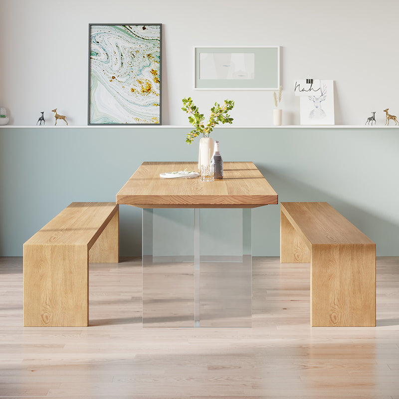 Modern Solid Wood Dinette Table Acrylic Base Dining Table for Living Room