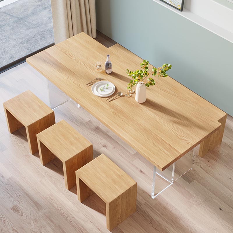 Modern Solid Wood Dinette Table Acrylic Base Dining Table for Living Room