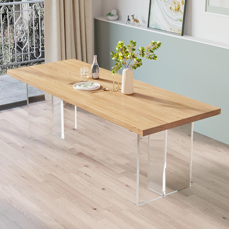 Modern Solid Wood Dinette Table Acrylic Base Dining Table for Living Room