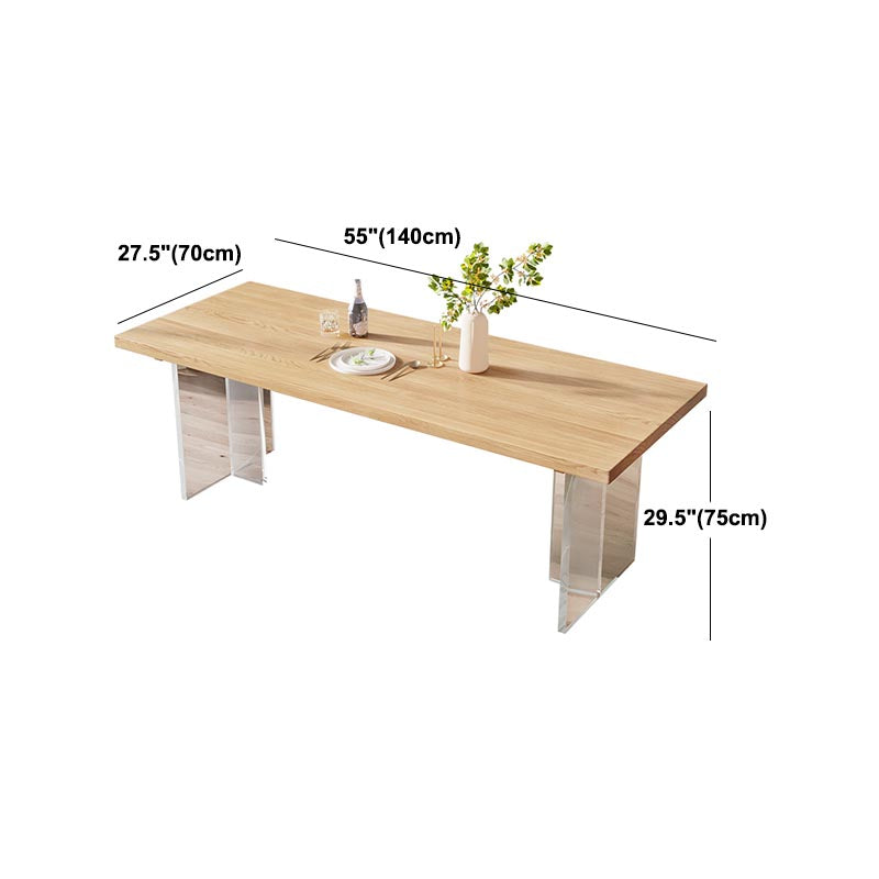 Modern Solid Wood Dinette Table Acrylic Base Dining Table for Living Room
