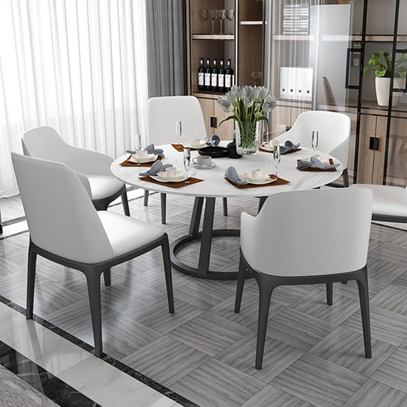 Round Marble Top Dining Table in White Traditional Luxury Dining Table