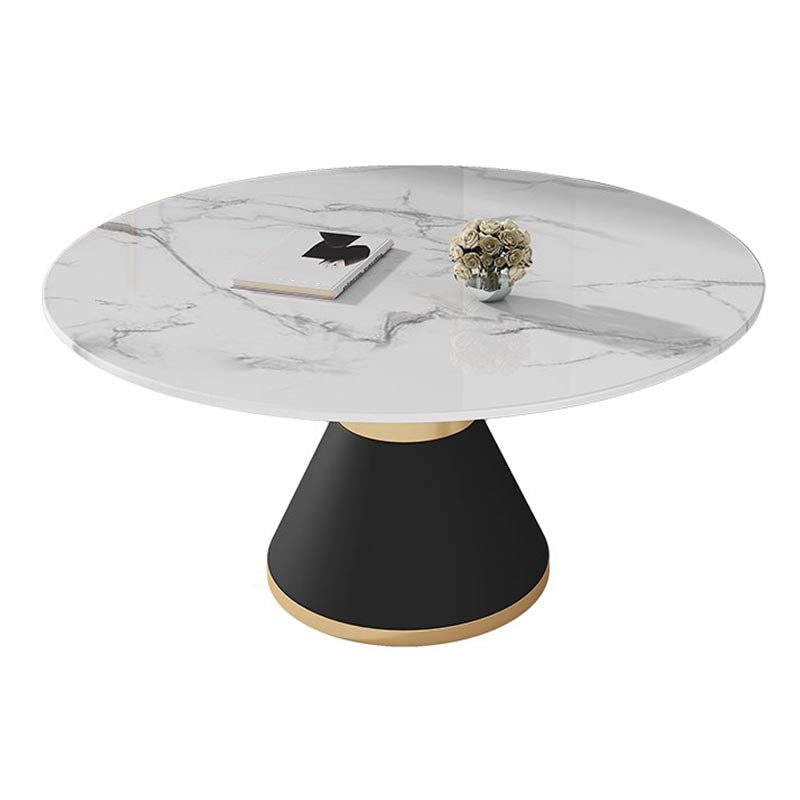 White Marble Top Dining Site Table Traditional Luxury Round Pedestal Table