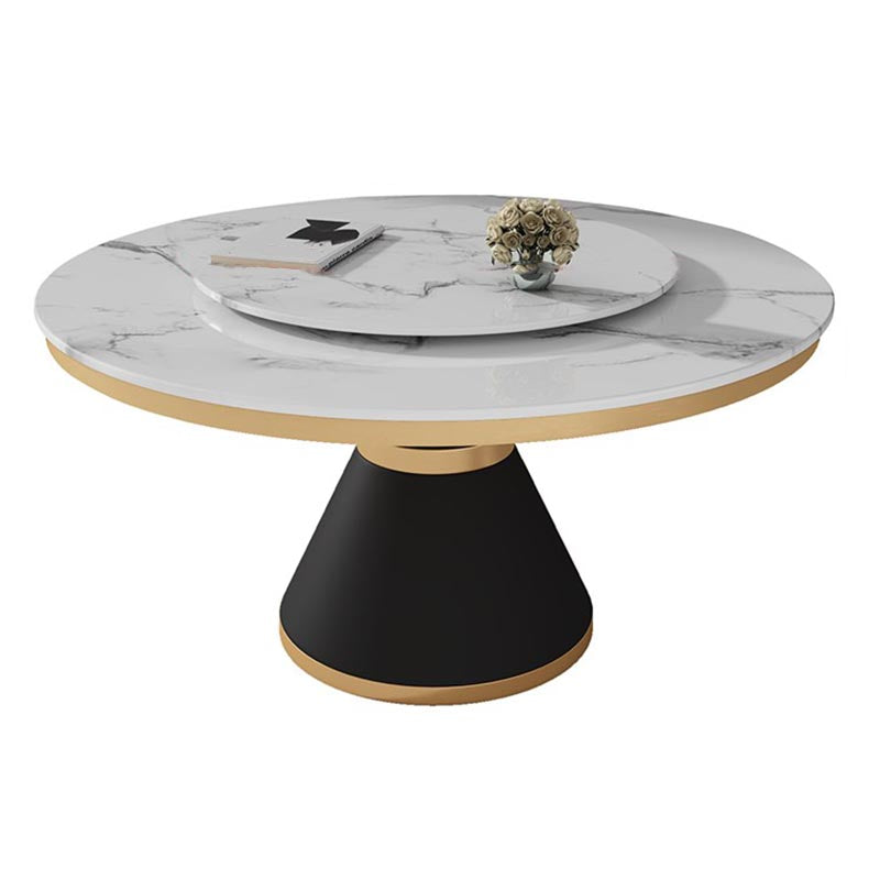White Marble Top Dining Site Table Traditional Luxury Round Pedestal Table