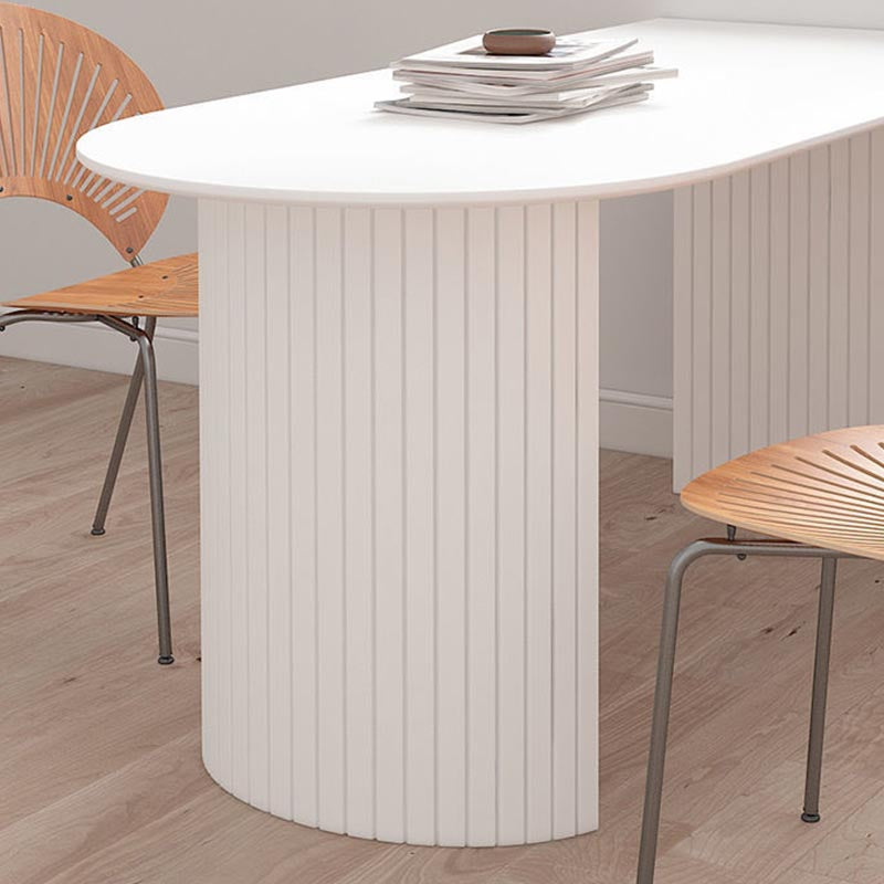 Contemporary White Stone Top Dinette Table White Base Dining Table for Living Room