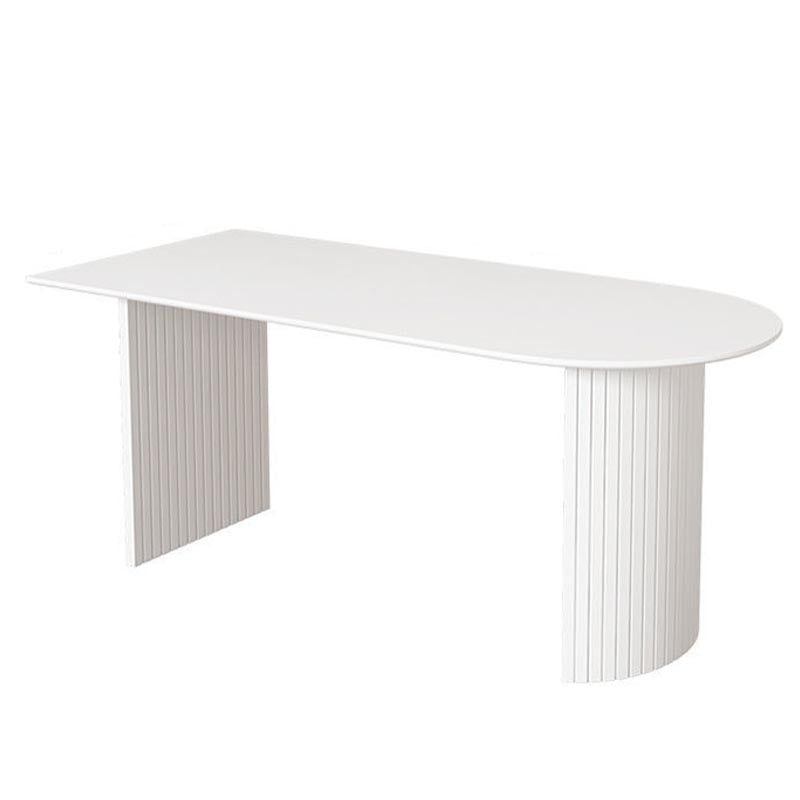 Contemporary White Stone Top Dinette Table White Base Dining Table for Living Room